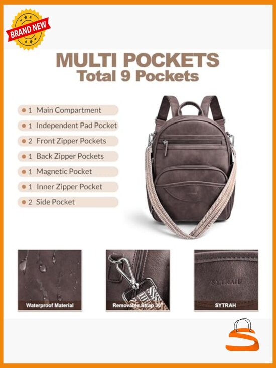 Mini Vegan Leather Backpack Purse RFID Blocking Tablet Pocket Convertible